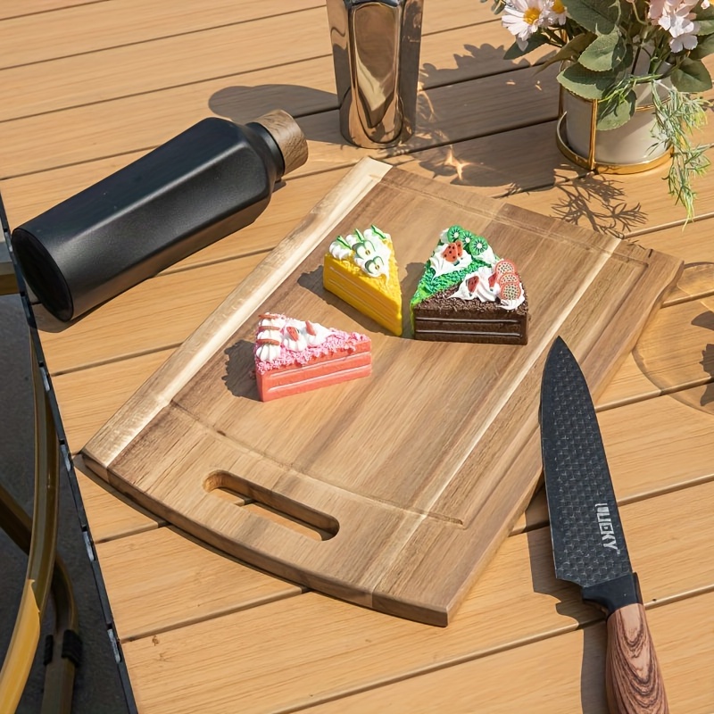 1pc acacia wood rectangular cutting board wooden cutting board household cutting board with slot wooden vegetable board solid wood steak board details 1