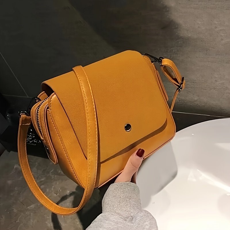 AMHDV Small Crossbody Bag for Women Retro Shoulder Bag Square Purse Handbag  Fashion Flap bag (03-brown): Handbags