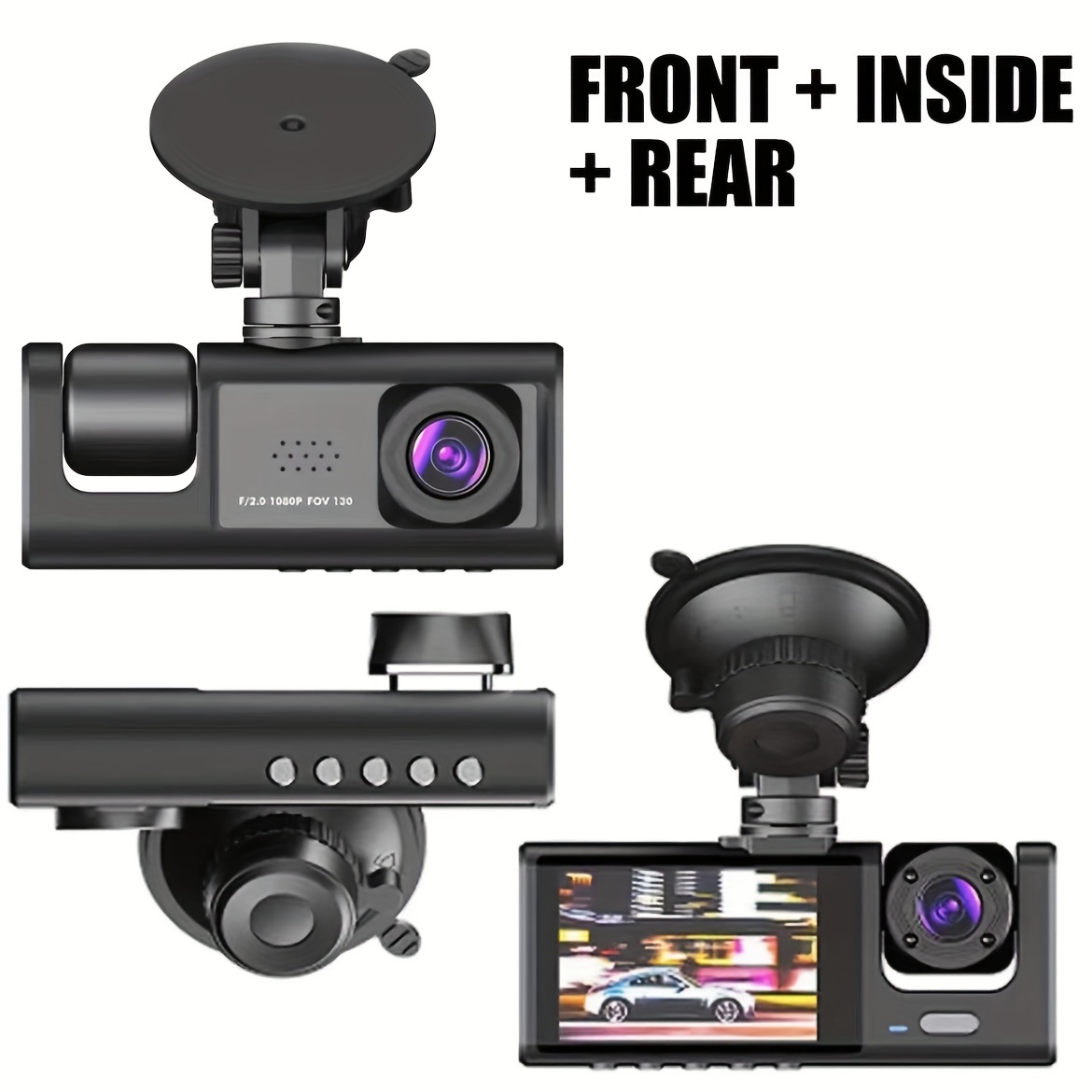Dash Cam Front and Rear CHORTAU Dual Dash Cam 3 inch Dashboard Camera Full  HD 170° Wide Angle Backup Camera with Night Vision WDR G-Sensor Parking