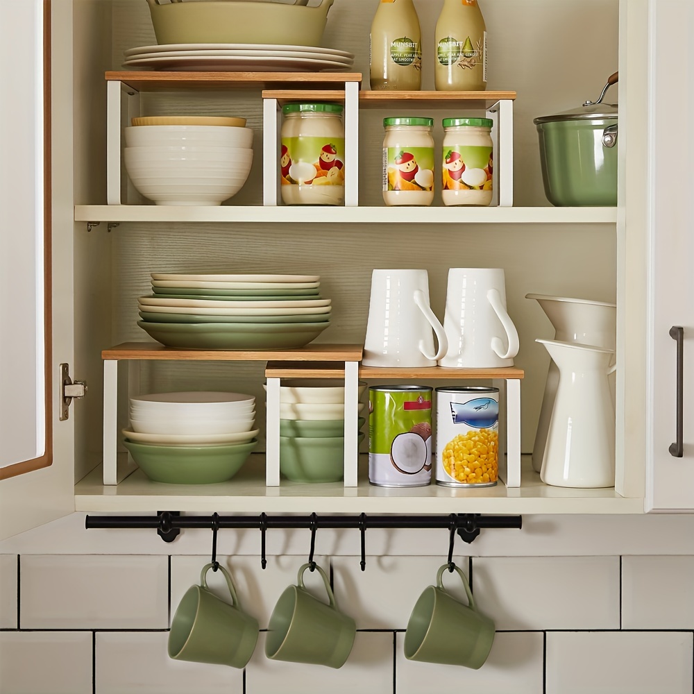 HapiRm Stackable Cabinet Shelf Kitchen Cabinet Organizers and
