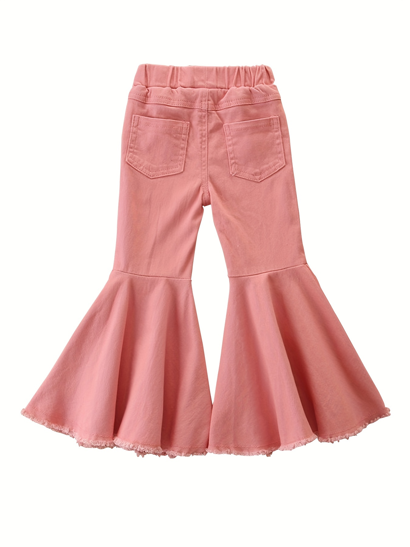 Girls' Hipster Bell Bottom Ripped Hem Candy Color Flared - Temu Canada