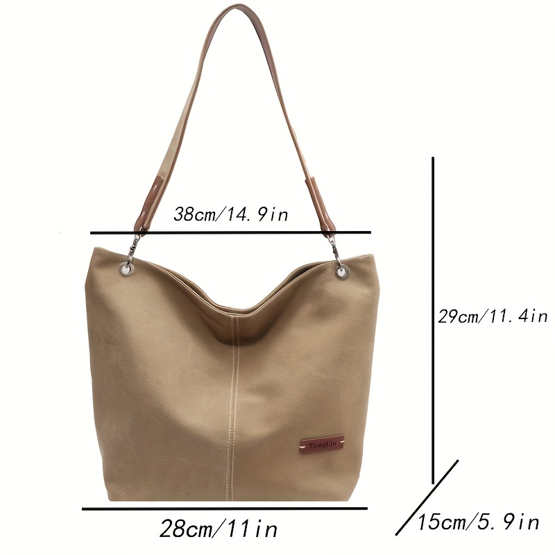 Plaid Embossed Canvas Tote Bag, Letter Patch Decor Shoulder Bag, Fashion  Large Capacity Handbag For Women - Temu United Arab Emirates