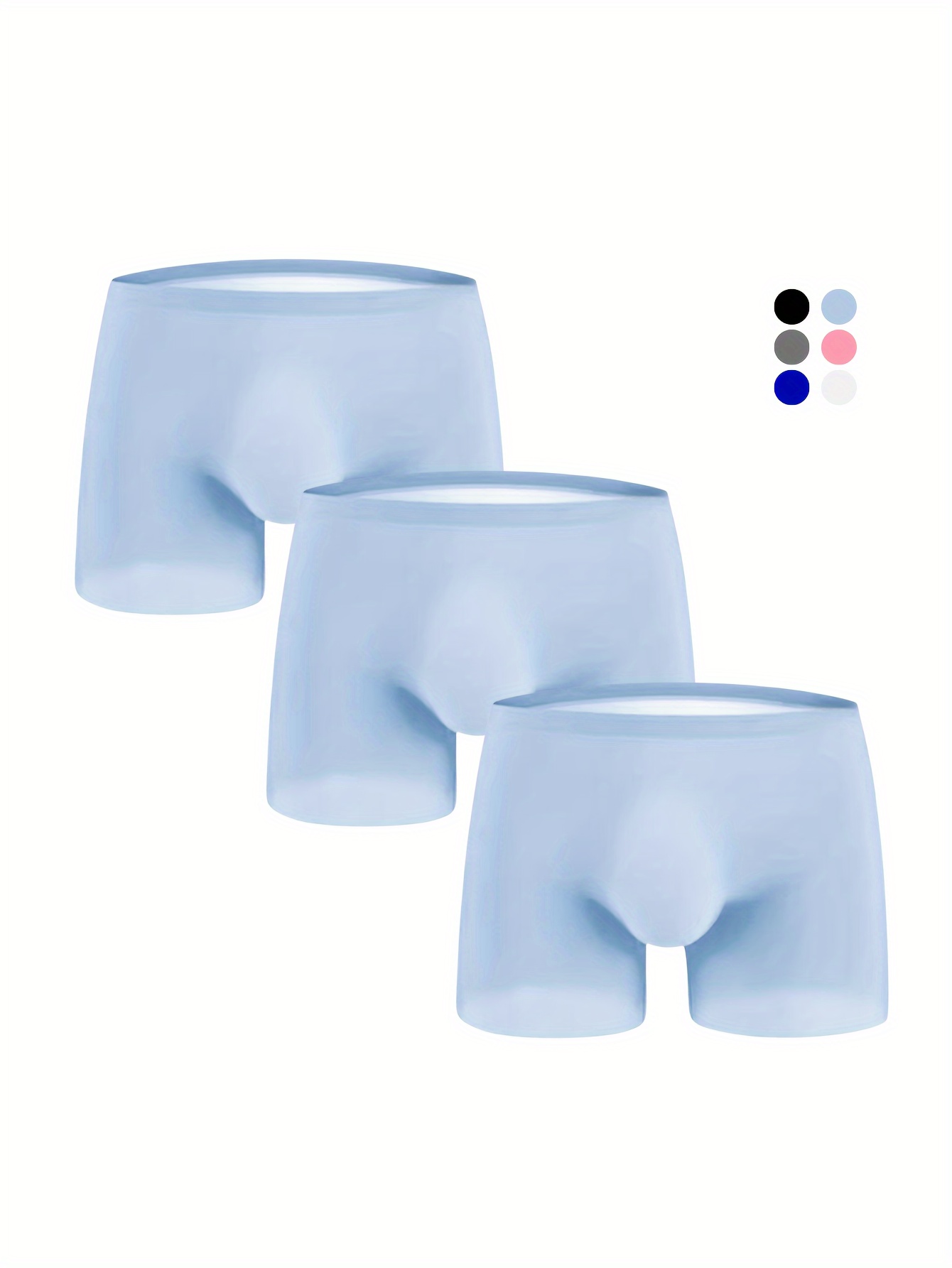 US Men Smooth Breathable Ice Silky Boxer Briefs Underwear Long Sheath  Sleeves