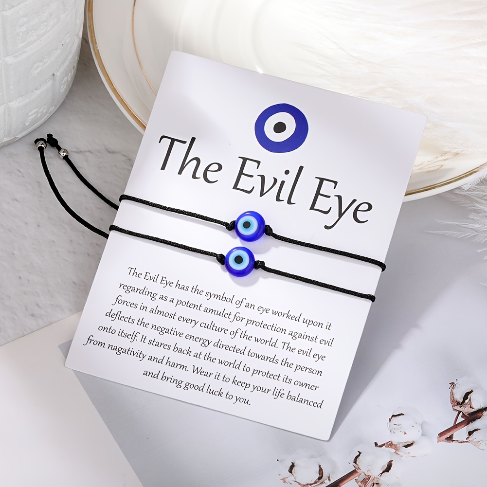 Evil Eye Armband für Frauen Männer Mädchen Edelstahl Handgemacht  Einstellbares Amulett Böse Augen Schmuck für Familie