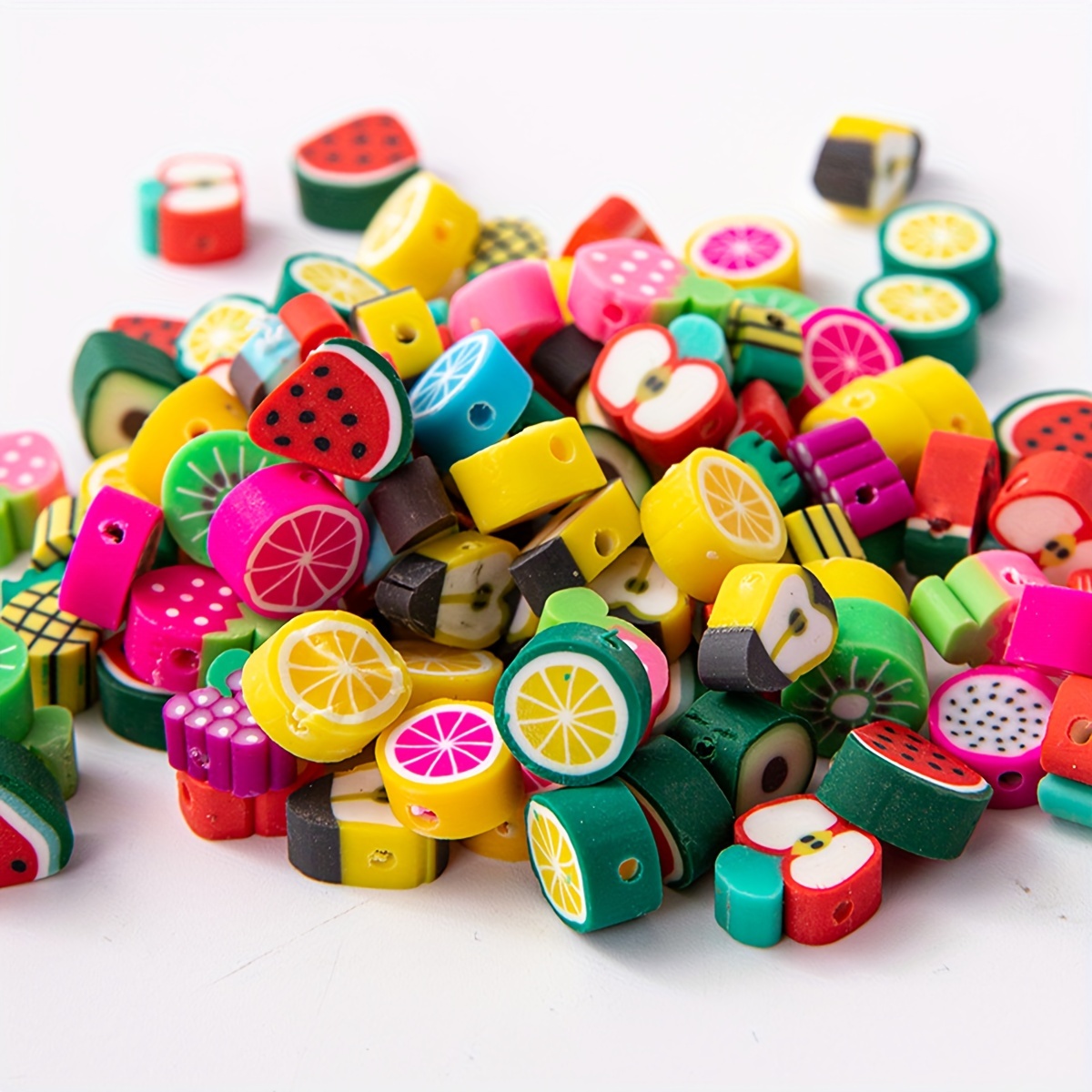 480PCS Fruit Flower Polymer Clay Beads, 24 Style Cute Smiley Heart Mushroom  Clay Beads Charms For Jewelry Necklace Earring Making, DIY Bracelet Making