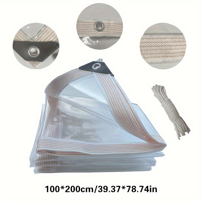 Lona impermeable transparente 200 × 100 cm, con ojales, lona para