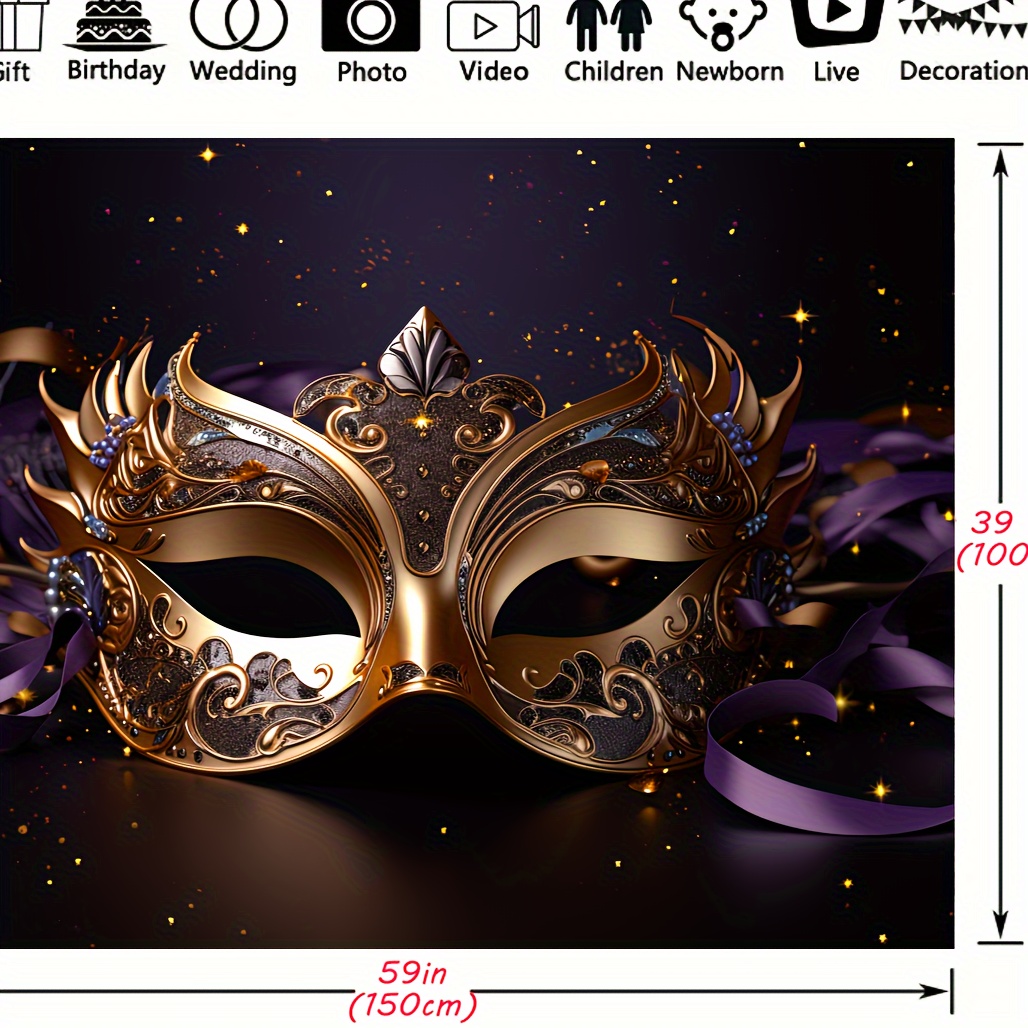 Mardi Gras Polyester Photography Backdrop masquerade - Temu