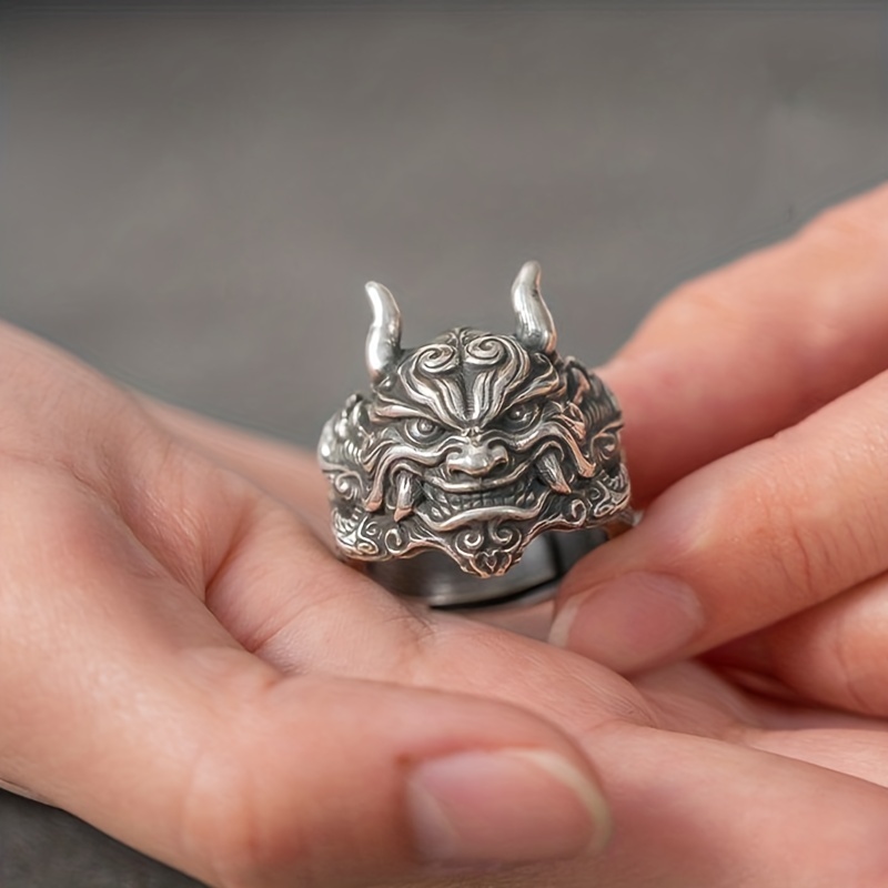 Men's Adjustable Demon Mask Ring