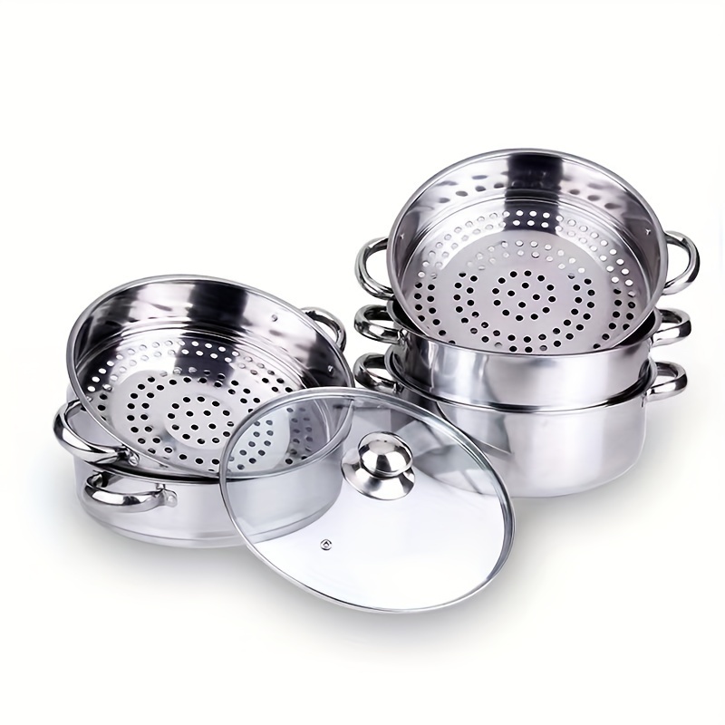 Multi-layer Stainless Steel Steamer Pot Set - Large Capacity Cooking Pot  For Healthy And Delicious Steamed Food - Temu