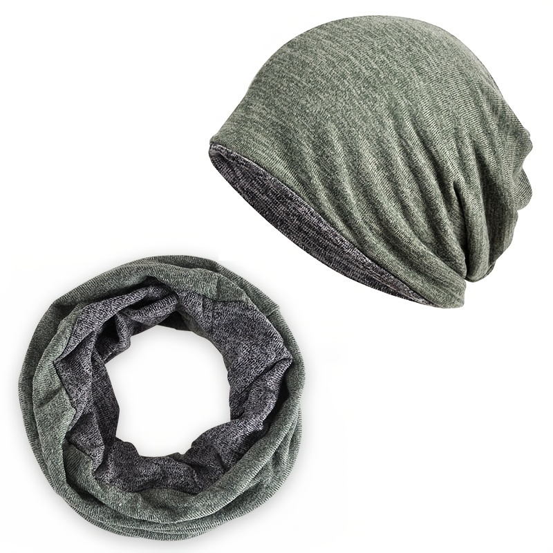 Slouch Sports Knitted Beanie Cap Headscarf 2 In 1 Winter Hat