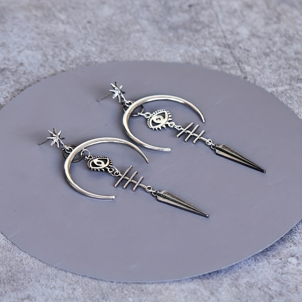 Gothic Devil's Eye Crescent Earrings Men Boho Party Jewelry