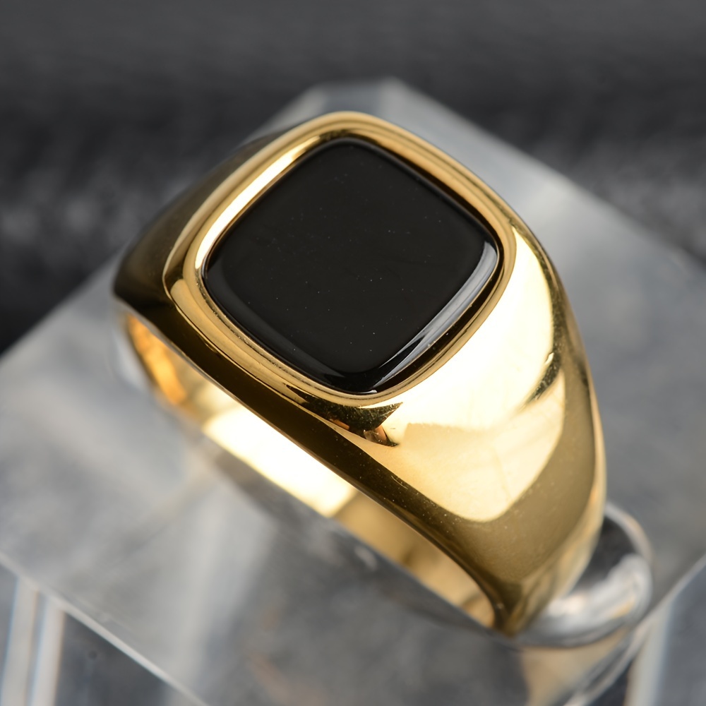 Men's Round Square Ring, Non-Fading Design
