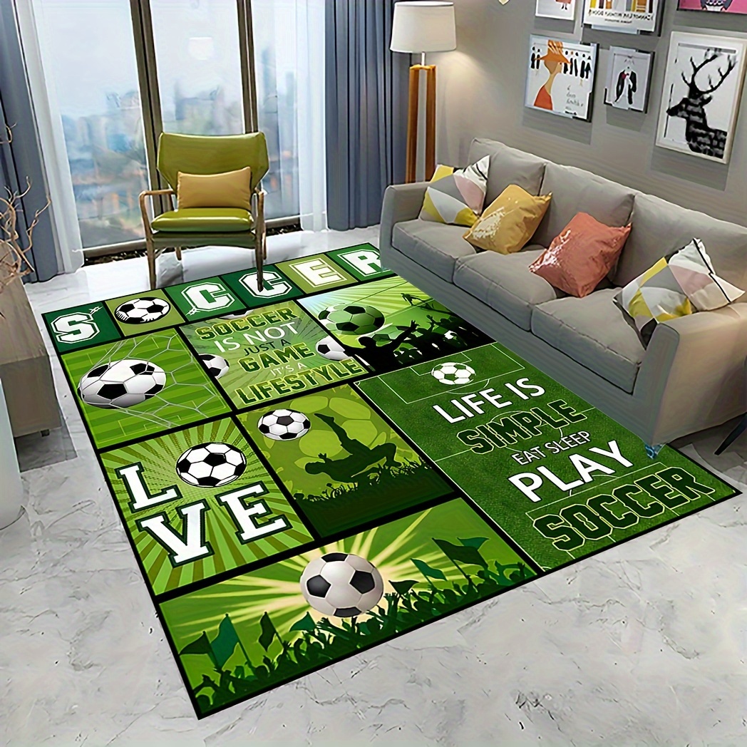 Alfombra de área con vista superior para cancha de fútbol, campo de fútbol,  verde claro, verde, antideslizante, suave, alfombra de suelo para