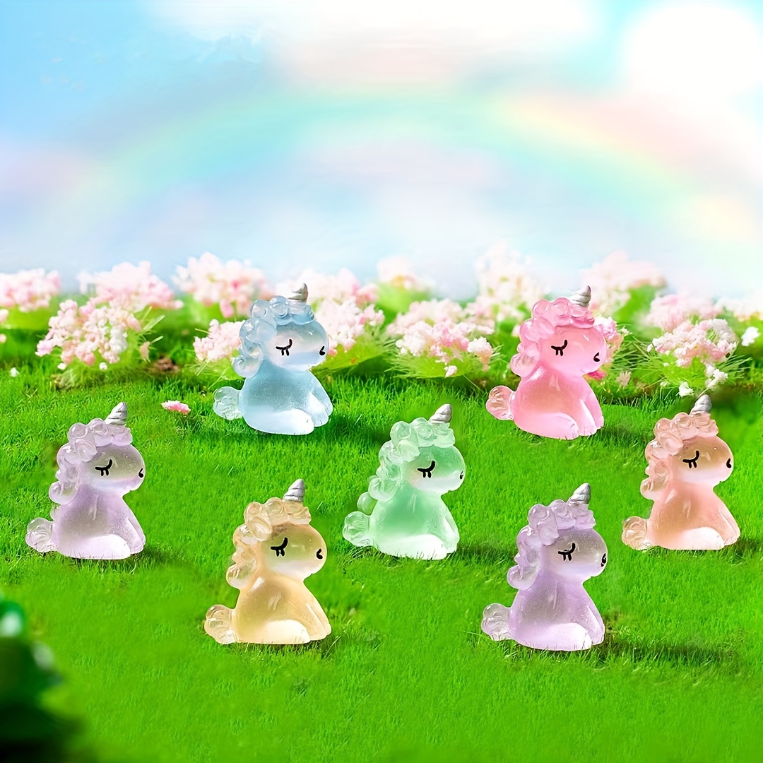 Miniature Luminous Unicorn Figurines Micro Moss Landscape - Temu