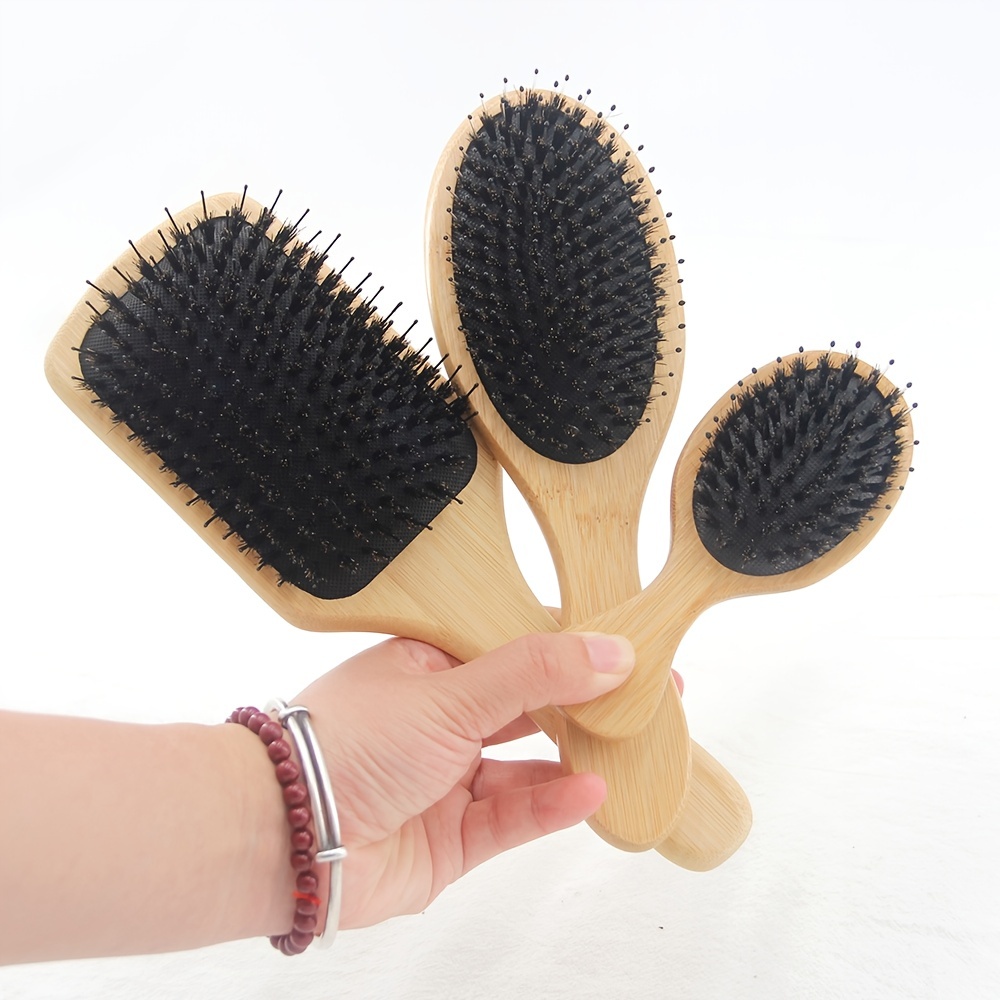 Boar Bristle & Nylon Hair Brush Oval -static Paddle Comb Scalp Massage Hair  Care Tool