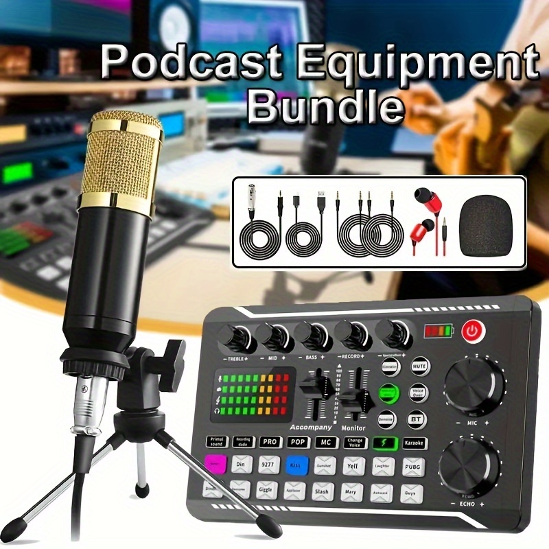 Paquete de equipo de podcast, BM-800 - Paquete de micrófono para podcast,  cambiador de voz con brazo de micrófono, micrófono condensador de estudio