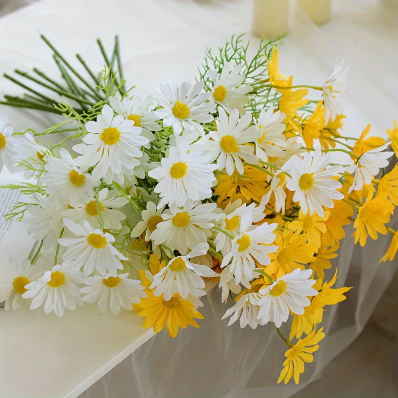 5 Margherite bianche Teste di fiori di seta Margherita artificiale 3.15  Fornitura floreale Accessori per capelli Forniture di fiori selvatici  Simulazione Bouquet fai da te -  Italia