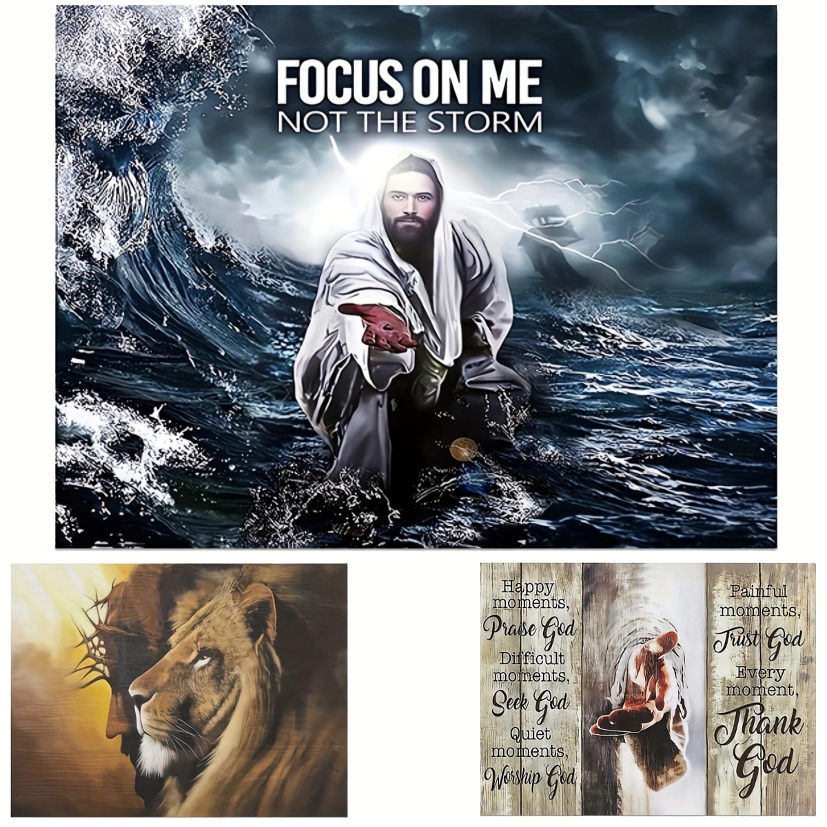 Christian Jesus Cross Canvas Poster Large Wooden Wall Decor For