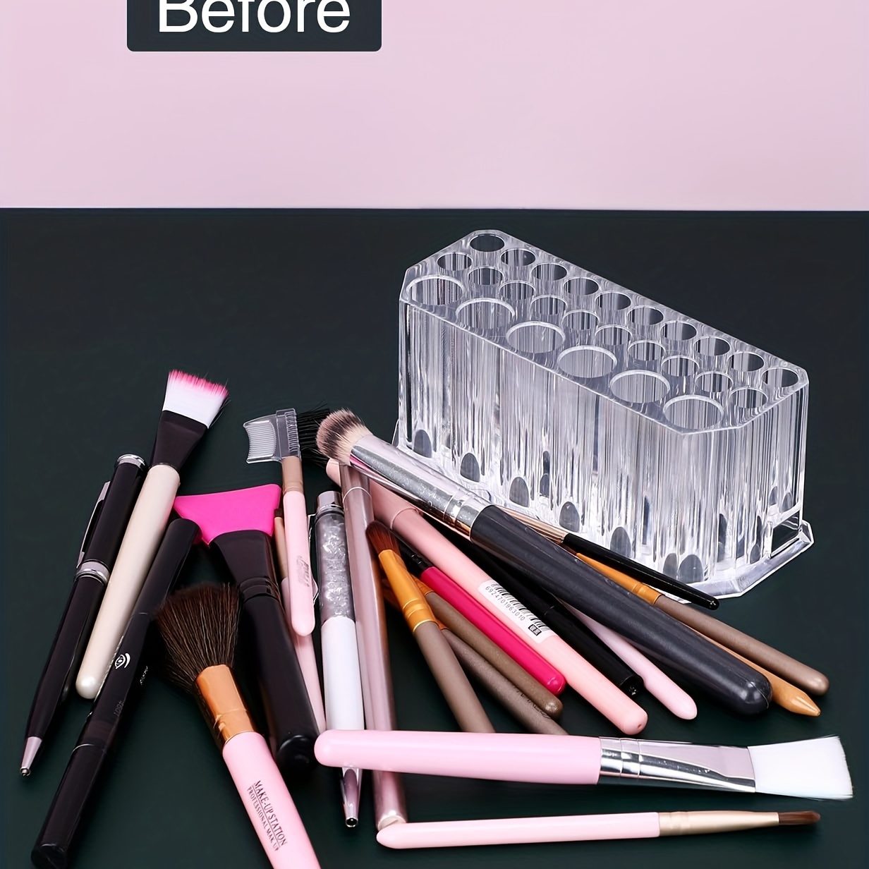Acrylic Makeup Brush Holder Nail Polish Organizer Clear - Temu