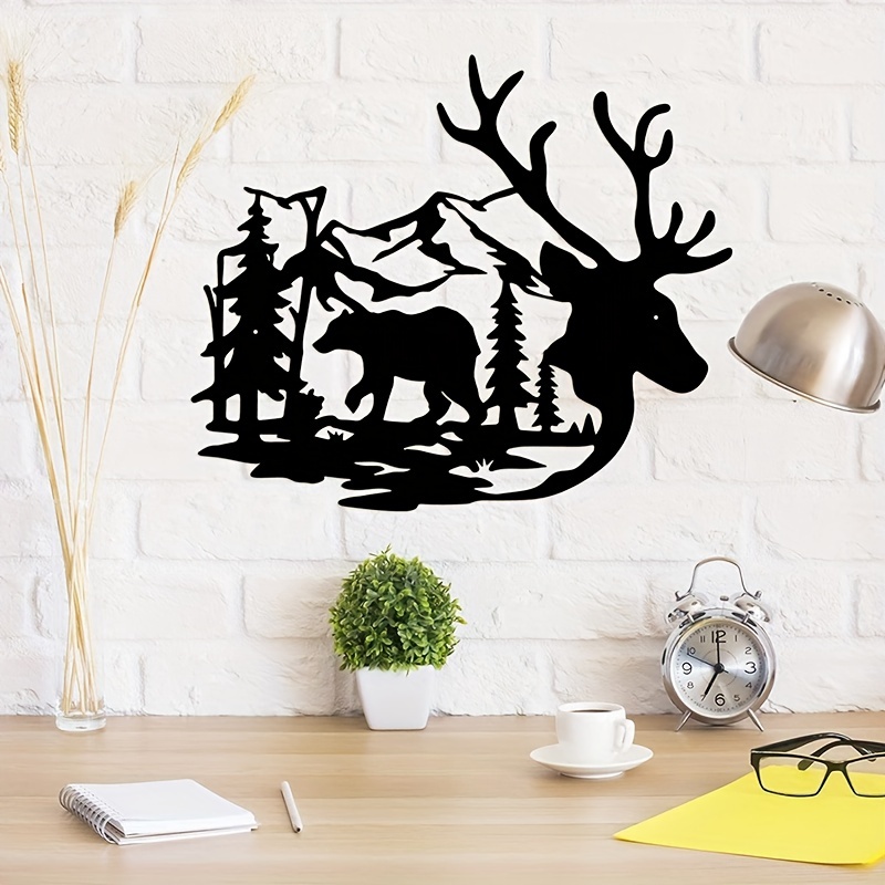 Wild Animal Wall Hanging Decor Deer Bear In The Forest Pine - Temu