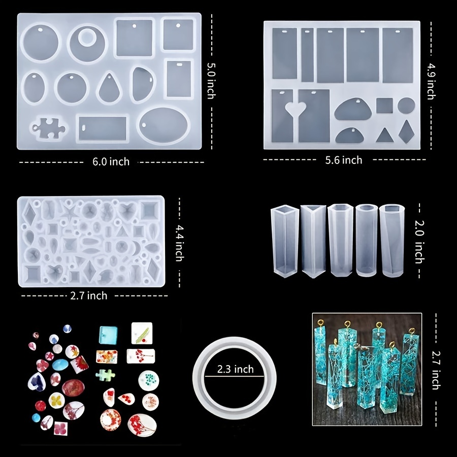 186 piezas de moldes de Resina de silicona para joyería, Kit de resina epoxi,  moldes de