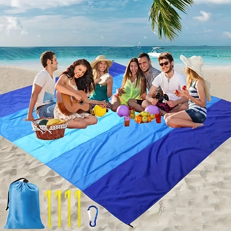 

1pc Portable Mat For 1-4 Person, Oversized Light Weight Waterproof Sandproof Beach Blanket For Travel Camping Hiking Picnic