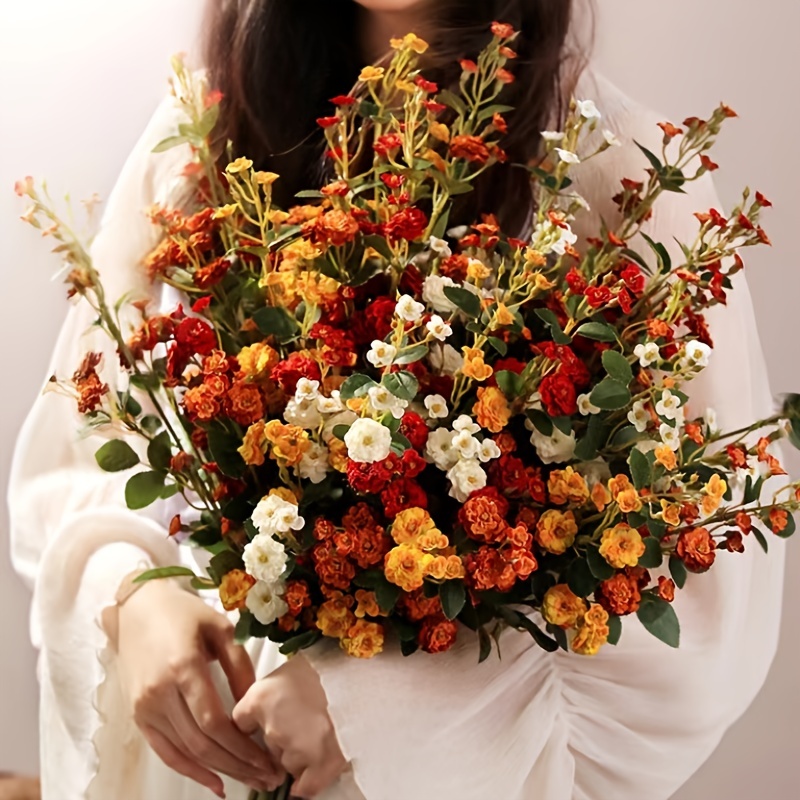 Artificial Fall Flowers Bouquet For Decoration Faux - Temu
