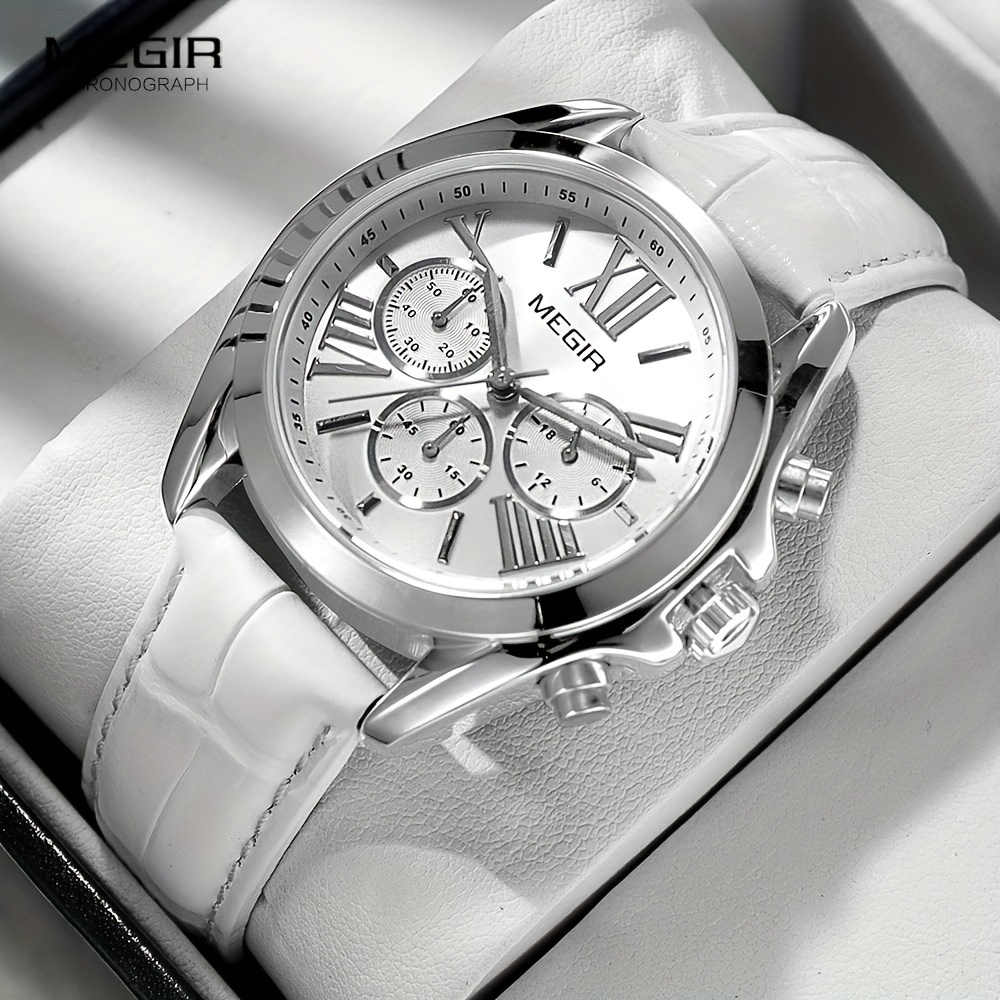 

Chronograph Women's Watch Retro Rome Fashion Analog Wr Genuine Leather Wrist Watch Lady Relogios Femininos Clock 2114