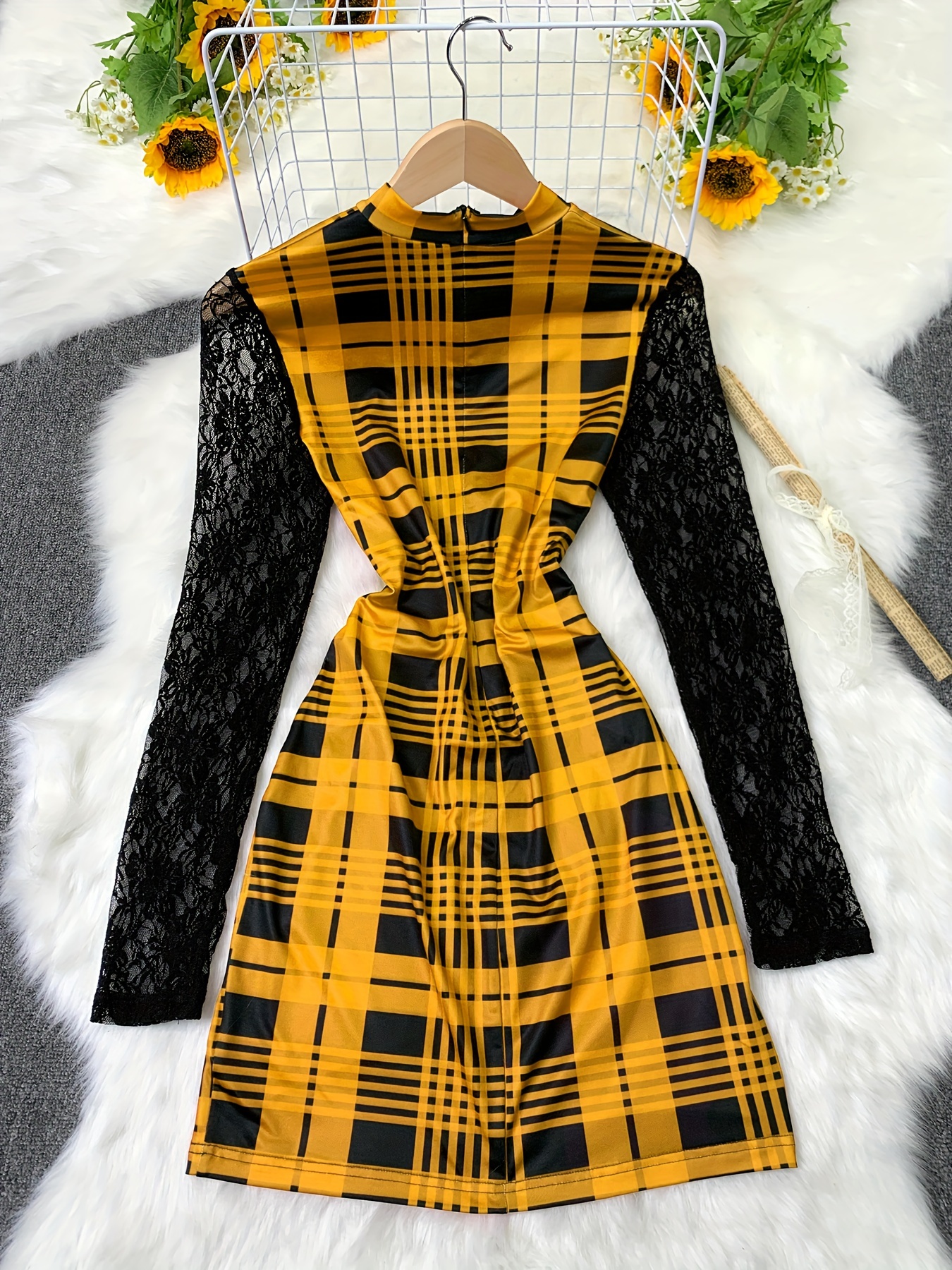 Black and on sale yellow plaid dress