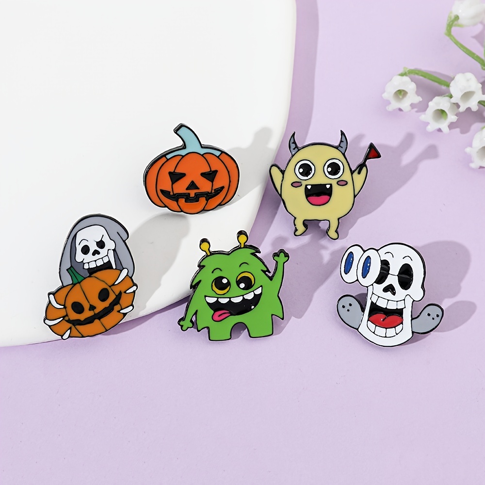 Halloween Horror Fantasma Rosto Gritando Crânio Emblemas Esmalte Pinos  Broche Medalhão para Roupas Lapela Pinos Mochila Decoração Jewel