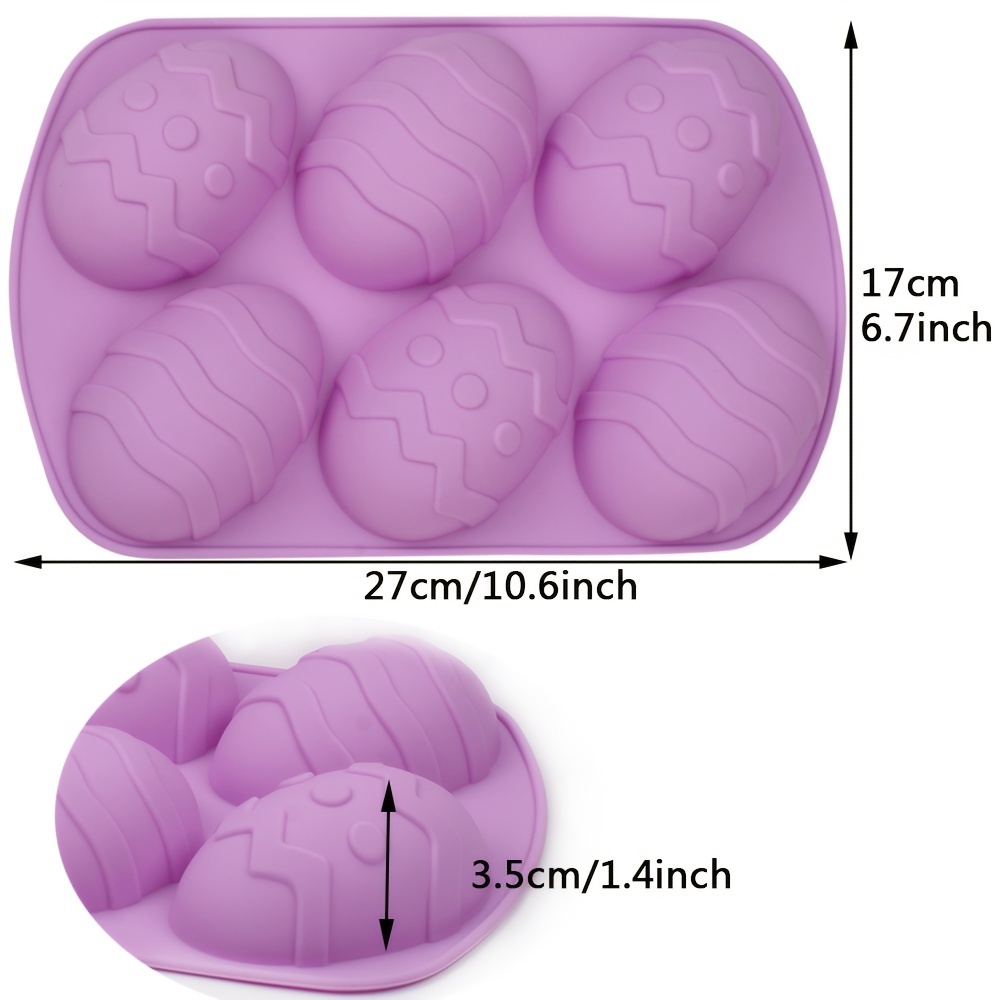 2 Pack Easter Egg Shaped Silicone Cake Mold 6-Cavity Chocolate