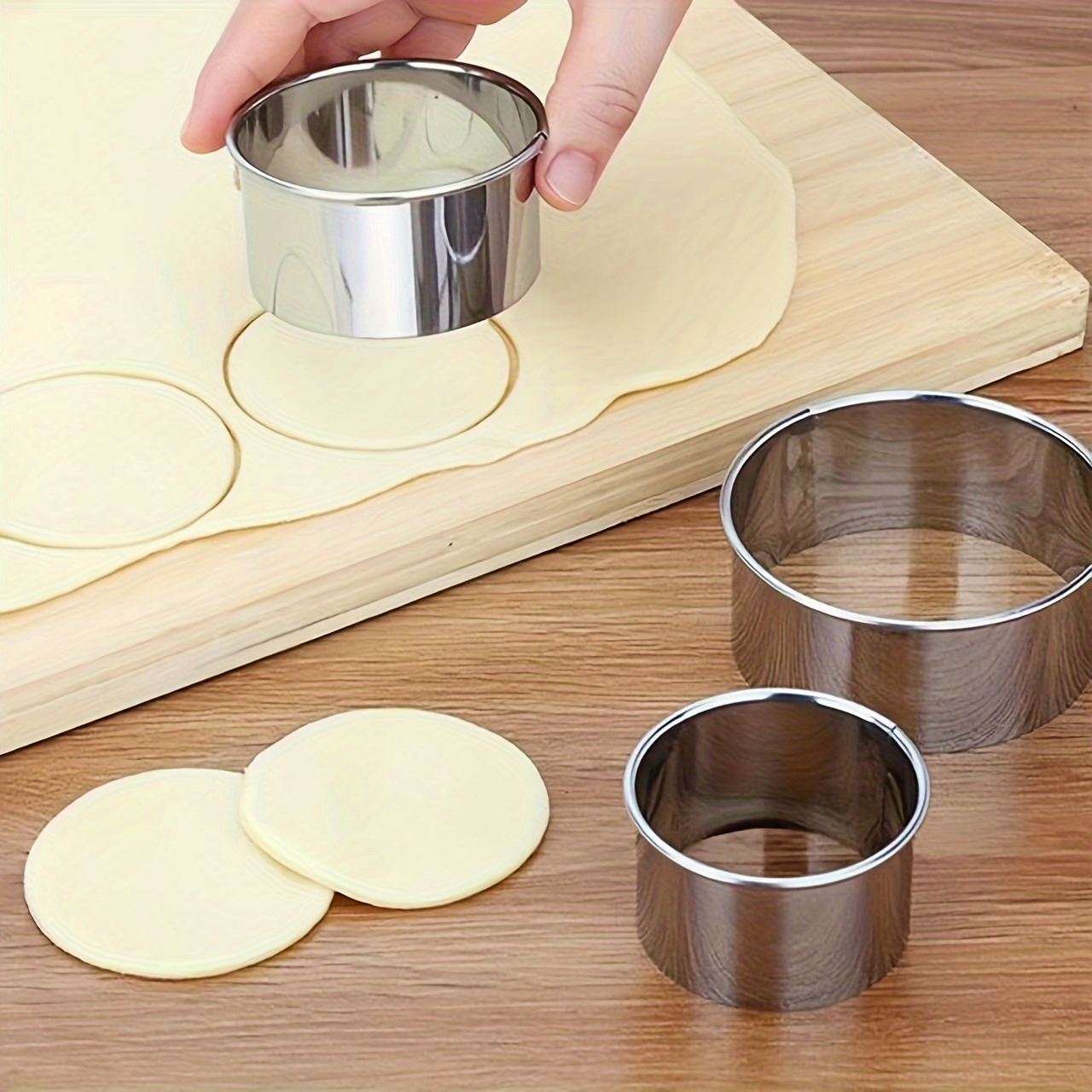 1/3pcs Rolling Dough Cookie Cutters Round / Square Roll Slicer Cutter  Biscuit Cookie Baking Pastry Cutter