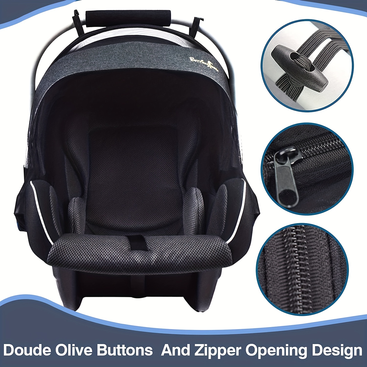 Universal Fit Machine Washable Mosquito Net for Baby Car Seats