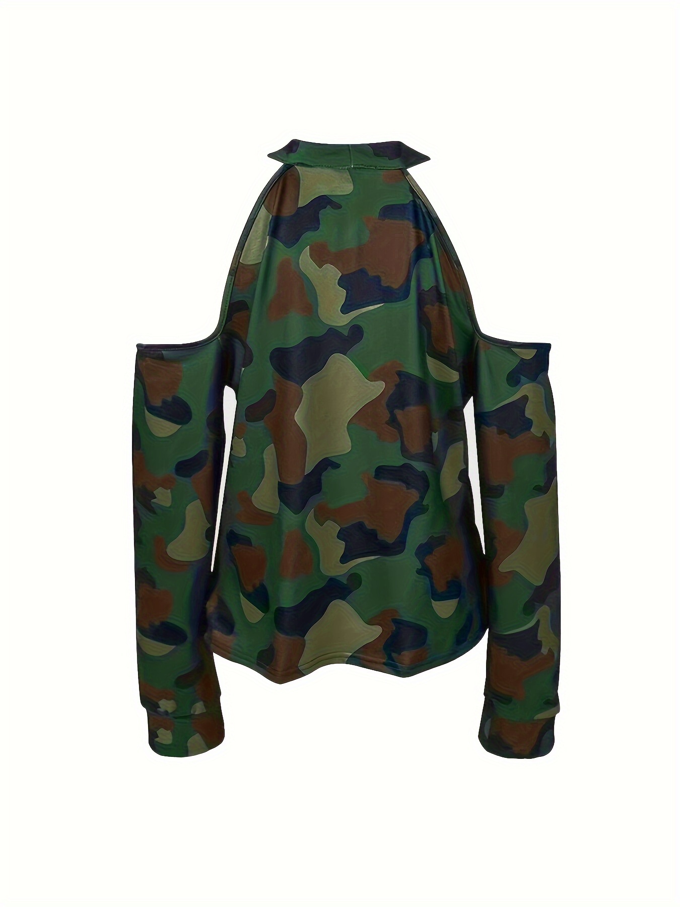 cold shoulder camo sweatshirt