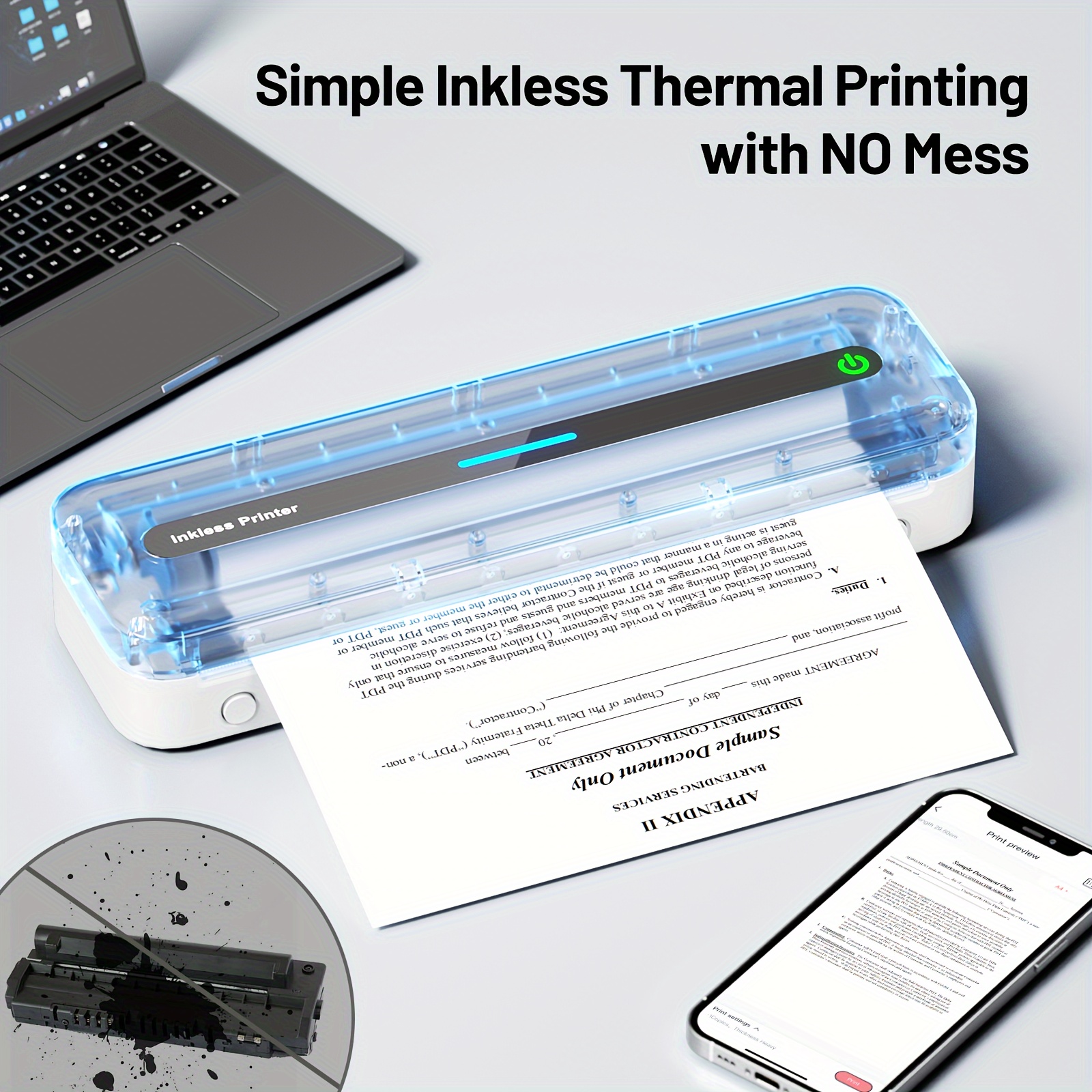 Itari Impresora térmica, impresora portátil inalámbrica para viajes,  impresora Bluetooth M832 compatible con papel de 2, 3, 4 pulgadas, A4/8.5 x  11