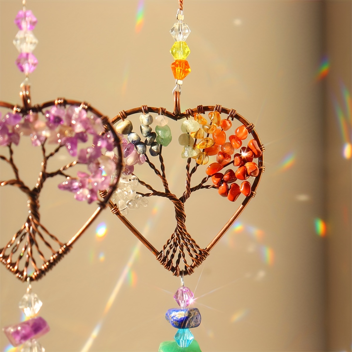 Acheter Mayitr – attrape-soleil suspendu en cristal, arbre de vie, perles  en pierre, pendentif prisme, décoration de fenêtre de maison