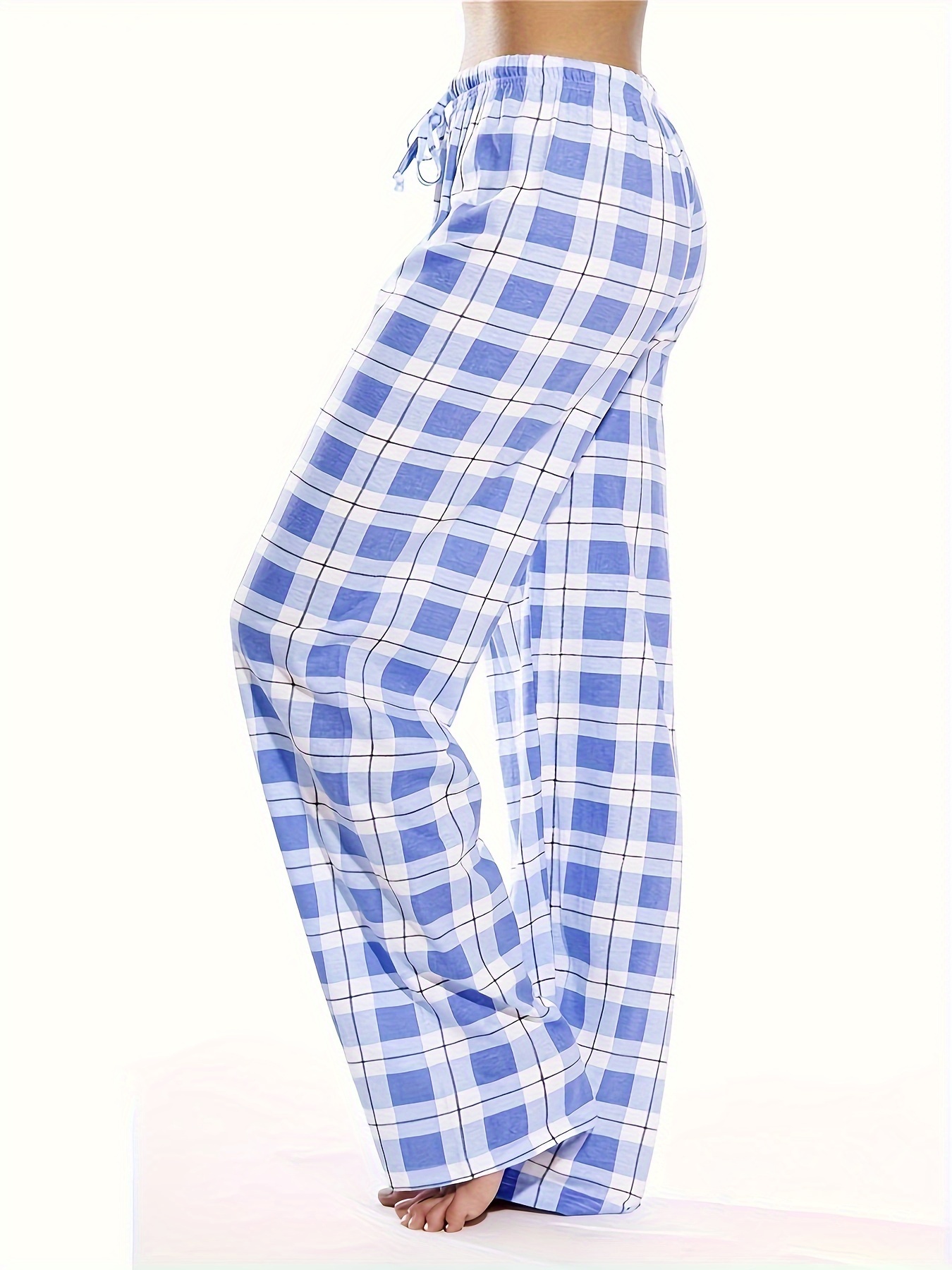 Drawstring Plaid Lounge Pants Casual Soft Elastic Waistband - Temu