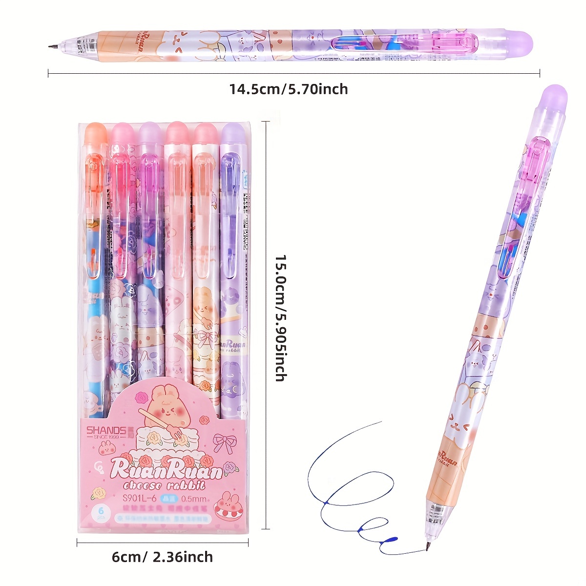 TOYANDONA Lot de 6 stylos à bille à encre gel de dessin animé pour