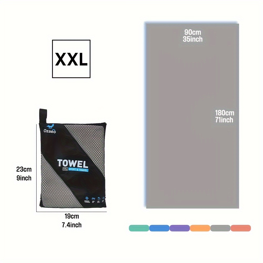 Image of 1pc Quick-dry Microfiber Travel Sports Towel With Mesh Bag Packaging, Absorbent, Travel-friendly, - Perfect For Camping, Sports, Beach, Hiking, Yoga, And Other Outdoor Activities