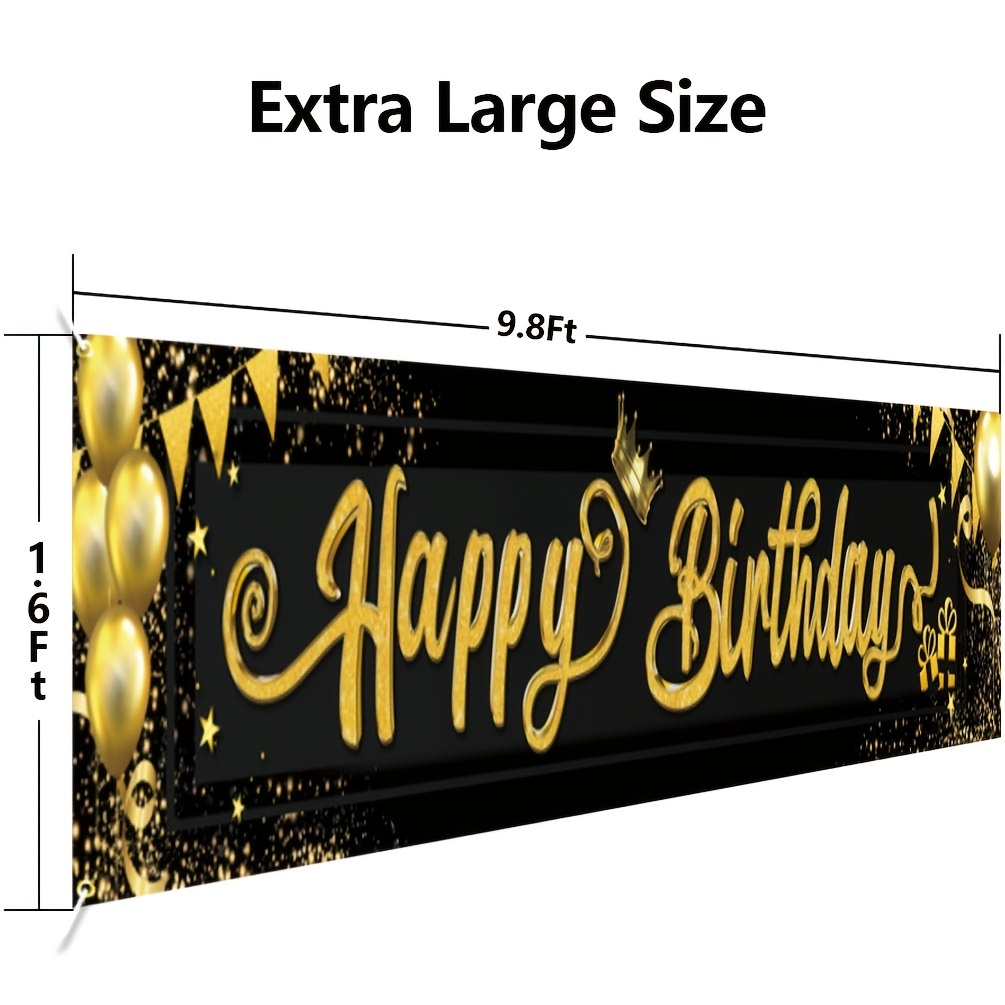 Black Golden Birthday Banner Golden Letter Small Fish Tail - Temu Canada