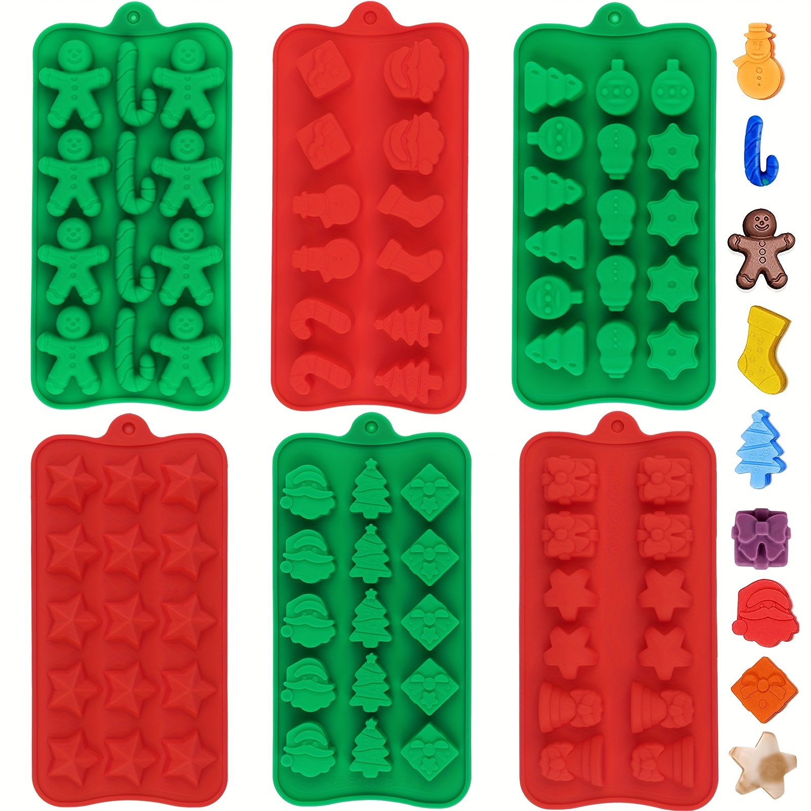 Holiday Helpers (2 Pack) Holiday Kitchen Silicone Ice Cube Trays Green  Snowmen & Red Christmas Trees