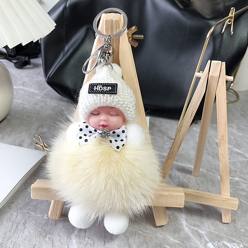 Cute Small Sleeping Baby Doll, Fluffy Keyring Hanging Pendant for Bag  Accessories & Gift 1PCs