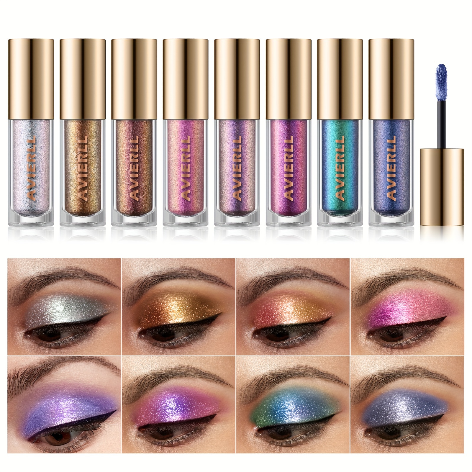 

1pc Glitter Liquid Eyeshadow, 8 Colors Chameleon Metallic Golden Brown Glitter Eyeshadow Eye Glitter Makeup, Quick Dry And Long Lasting