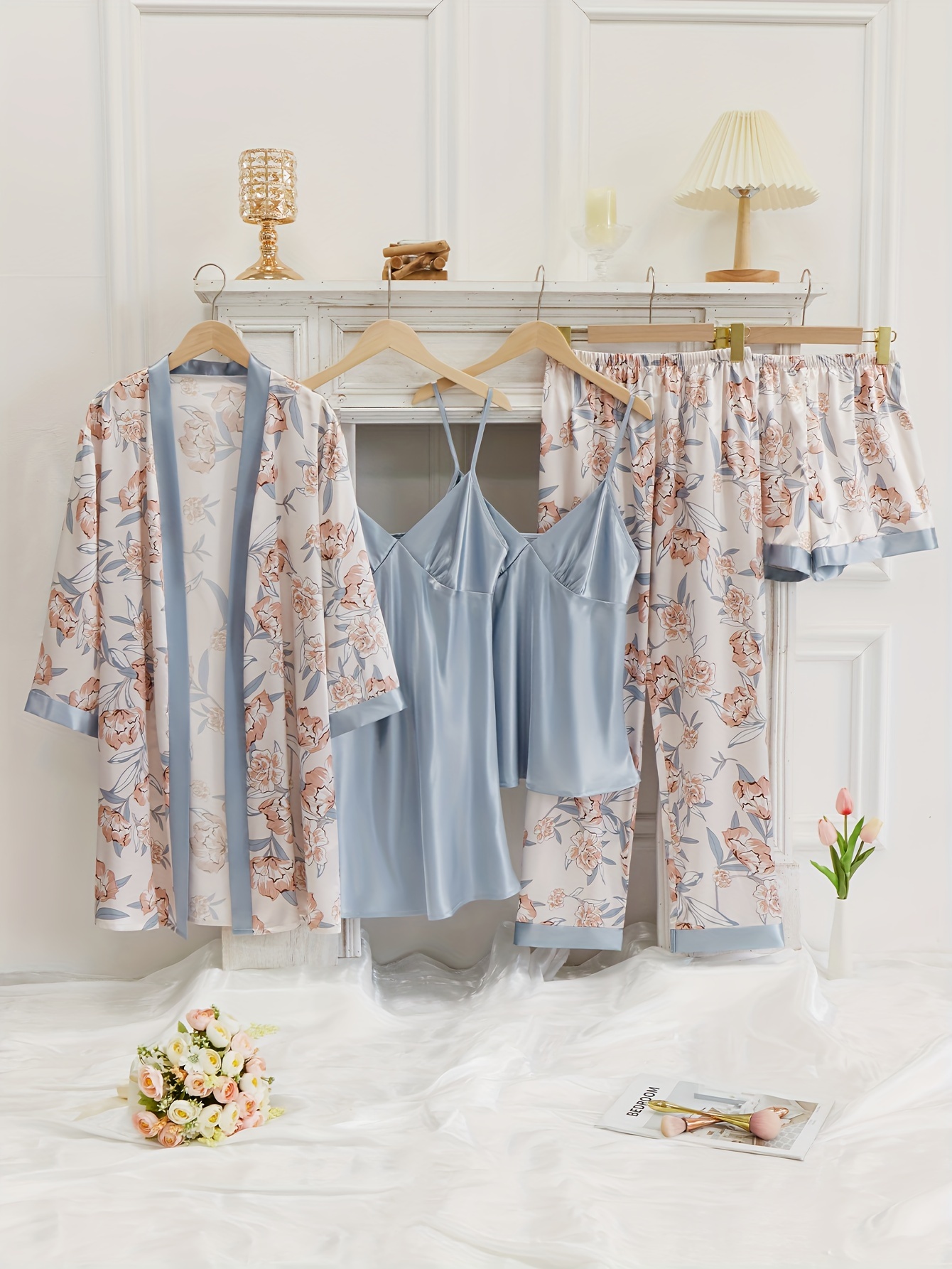Cami Shorts Set Nightwear 2Pcs Pajama Set For Women Floral Strap