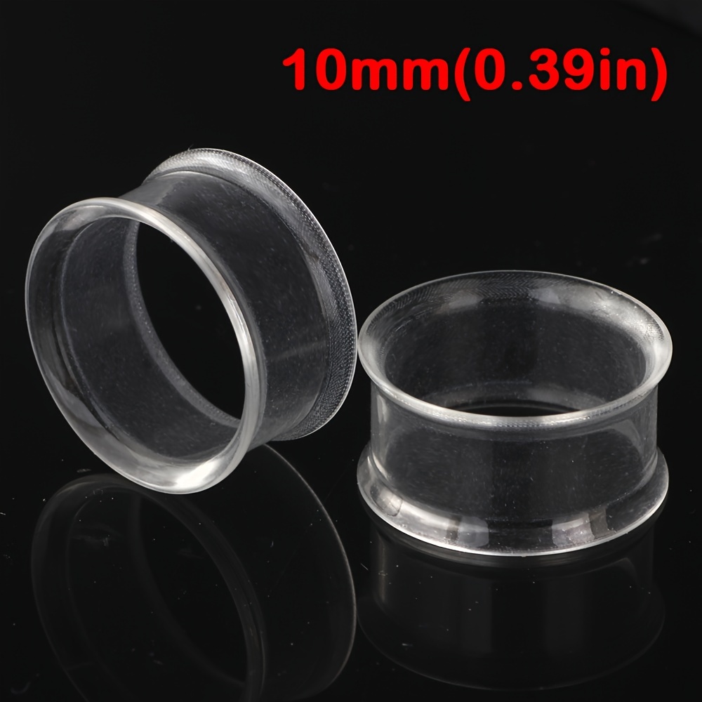 TEMU 2pcs White Black Transparent Acrylic Ear Tunnel Plug Ear Gauges Piercing Double Curved Expander Stretcher Body Jewelry