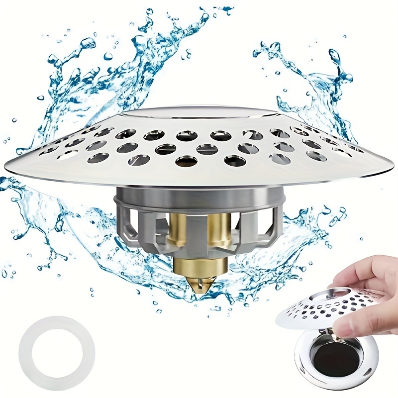 Home Universal Bathtub Stopper With Drain Hair Catcher Pop - Temu