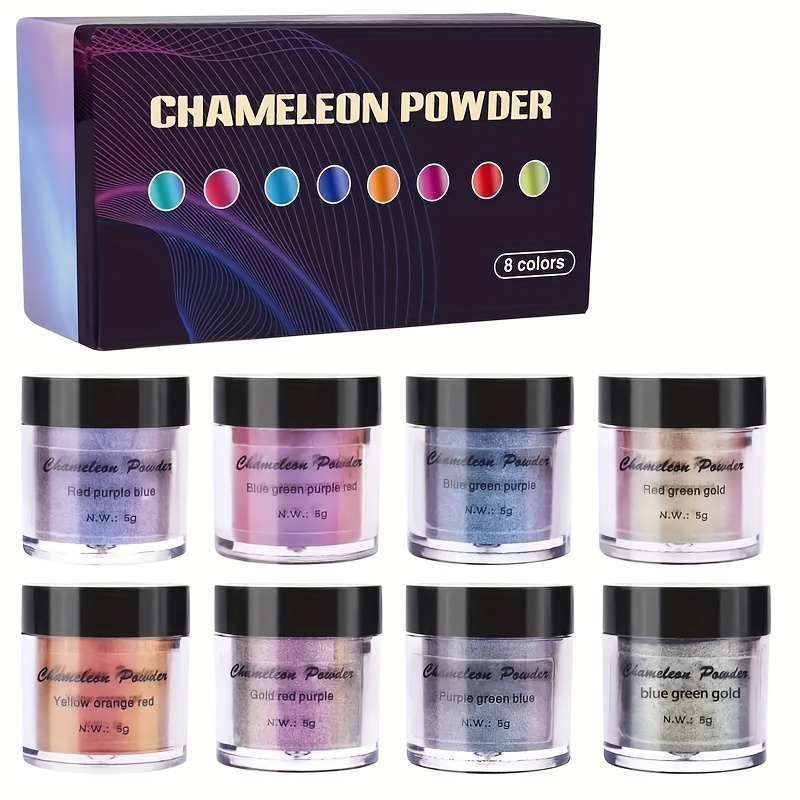 Chameleon Mica Powder, 8 Color Shift Mica Powder, Chameleon Pigment Powder  for Epoxy Resin, Tumbler, Cosmetic, Acrylic Paint, Nail Polish, Slime, Soap