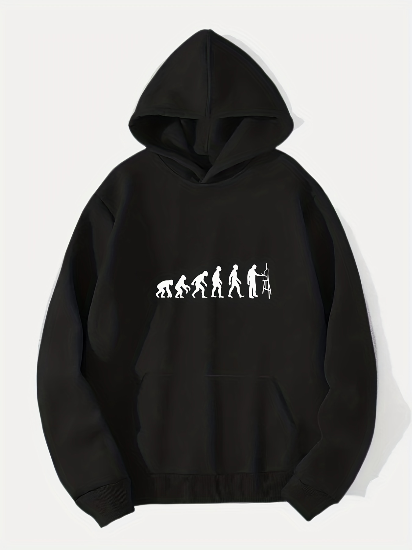 Hoodies For Men, Human Evolution Print Hoodie, Men's Casual