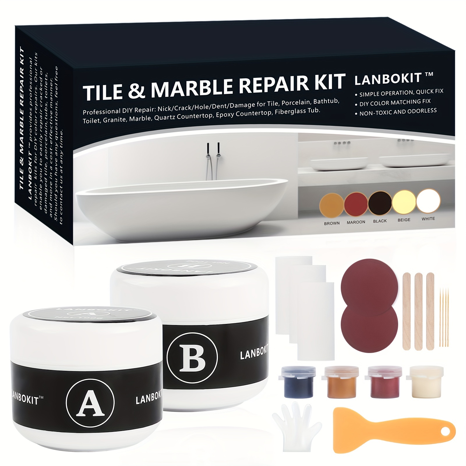 Granite Repair Kit & Marble Repair Kit (Color Match), Quartz Countertop  Repair Kit, Granite Epoxy, Corian Repair Kit for Marble Granite Porcelain  Quartz Tiles and Stones: : Tools & Home Improvement
