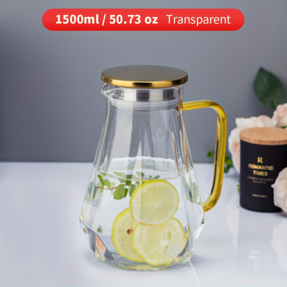 Glass Pitcher With Lid Heat Resistant Glass Heavy Duty Water - Temu